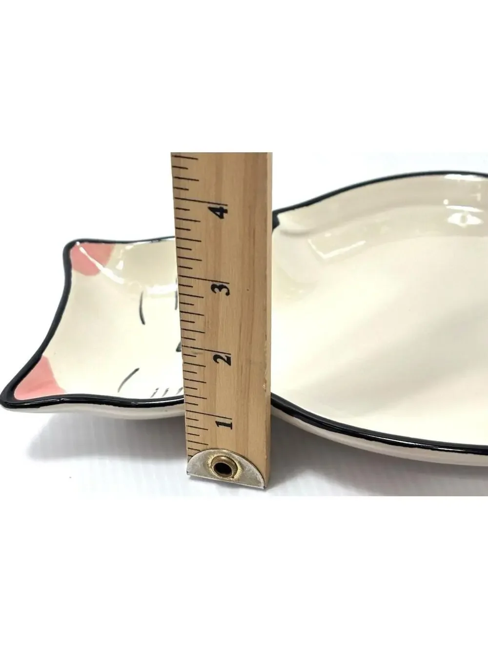 Ceramic Cat Spoon Rest /Trinket Dish Hand Painted White Kitty Jewelry Tray -New
